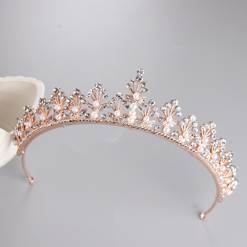 Mahkota Dua Warna Bahan Alloy Aksen Mutiara Imitasi Untuk Aksesoris Rambut Pengantin