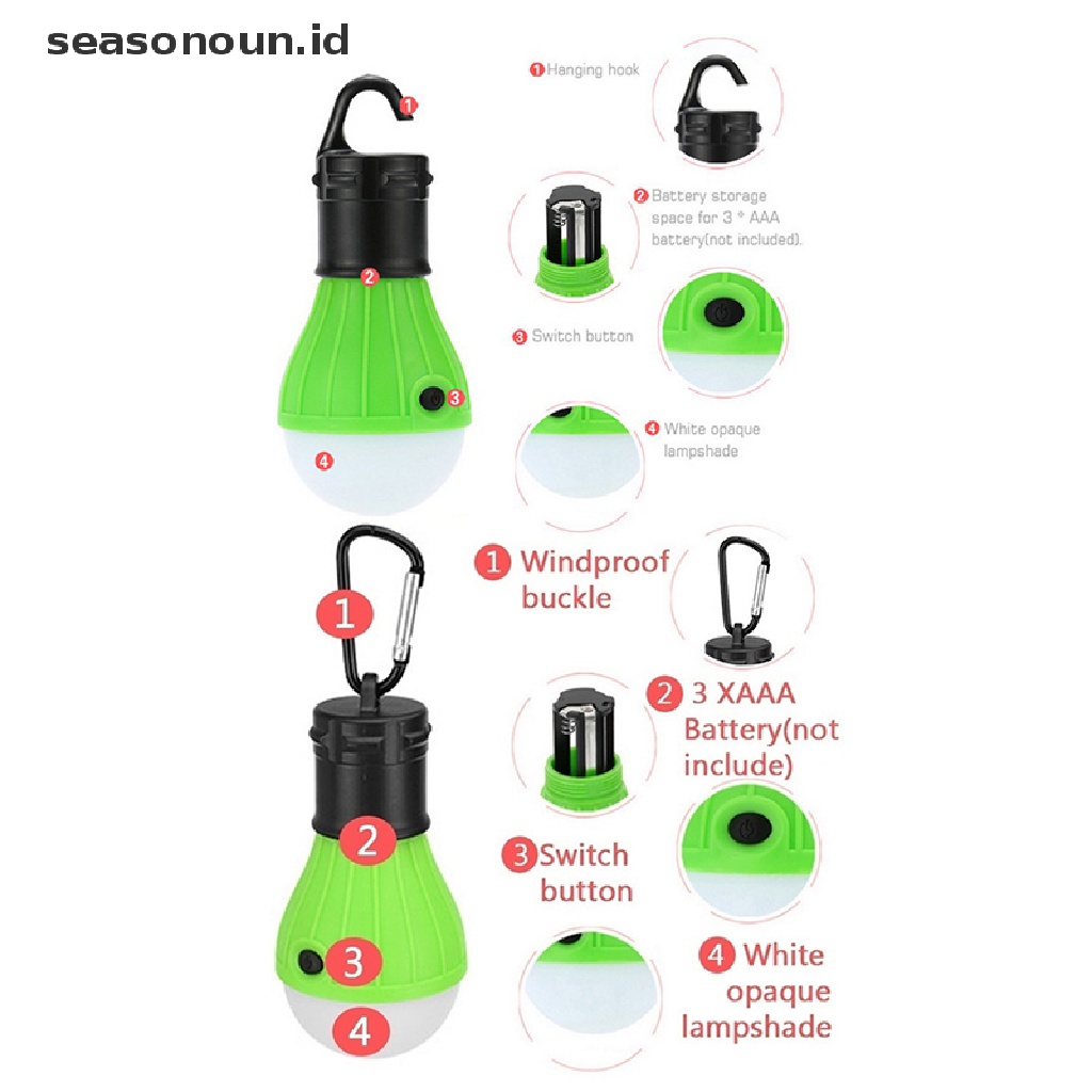 (seasonoun) Lampu Gantung 3-LED Portable Untuk Tenda Camping / Outdoor