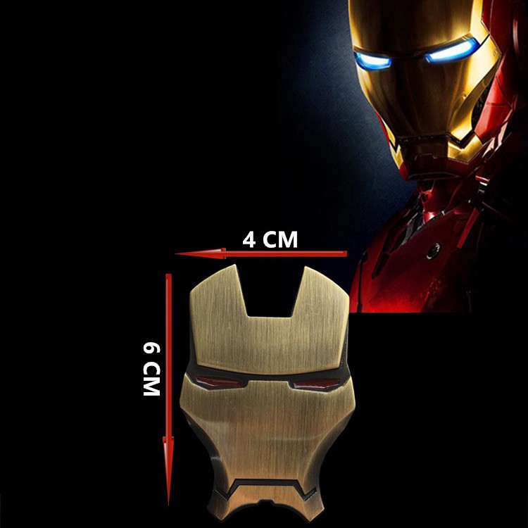 1pc Stiker Logo/Emblem/Badge 3d Iron Man Bahan Metal Untuk Body Mobil