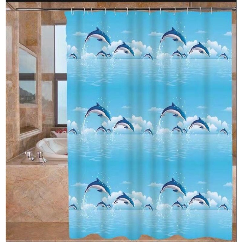 dc88 1set Tiang Dan Tirai Kamar mandi uk.180x180cm bahan Peva anti air