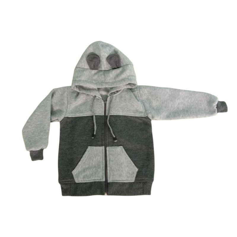 Jaket Bayi Newborn Karakter Kelinci-Abu muda-tua (saku)