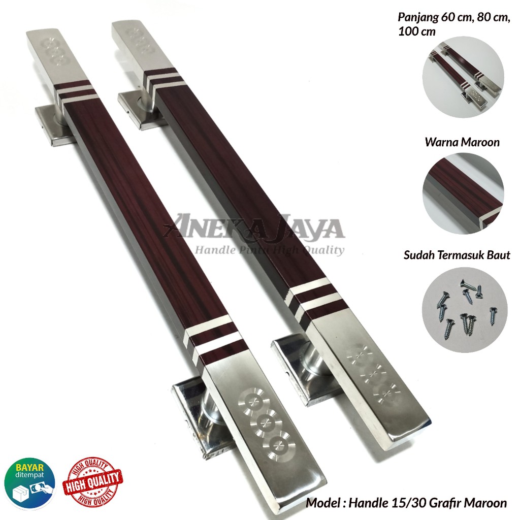 Handle Pintu rumah panjang 60 cm 80 cm 100 cm Tarikan Pintu Pegangan Pintu rumah minimalis maroon