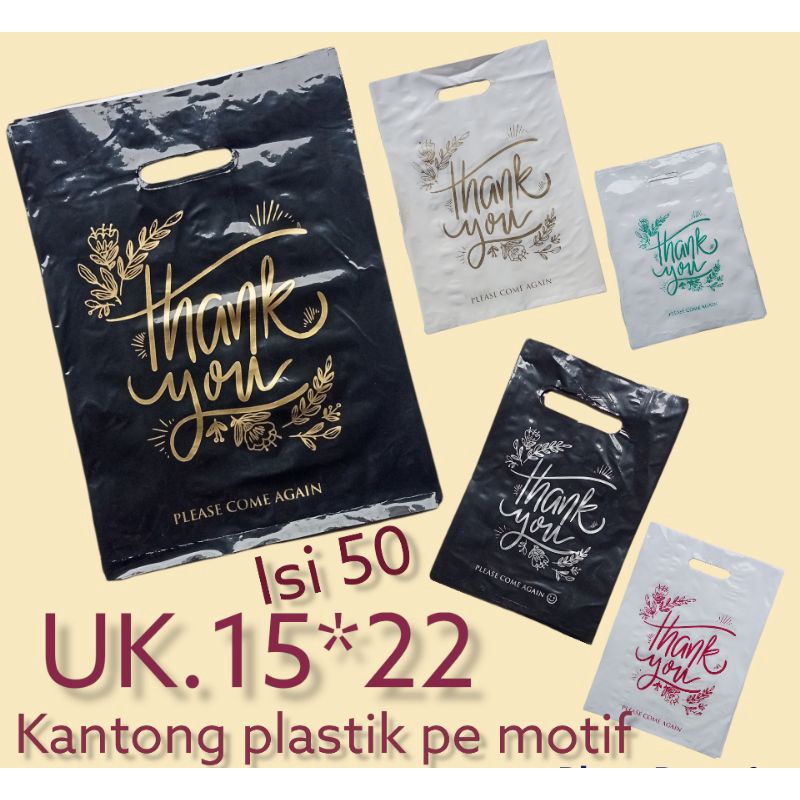 kantong plastik pe motif thank you kantong olshop,skincare