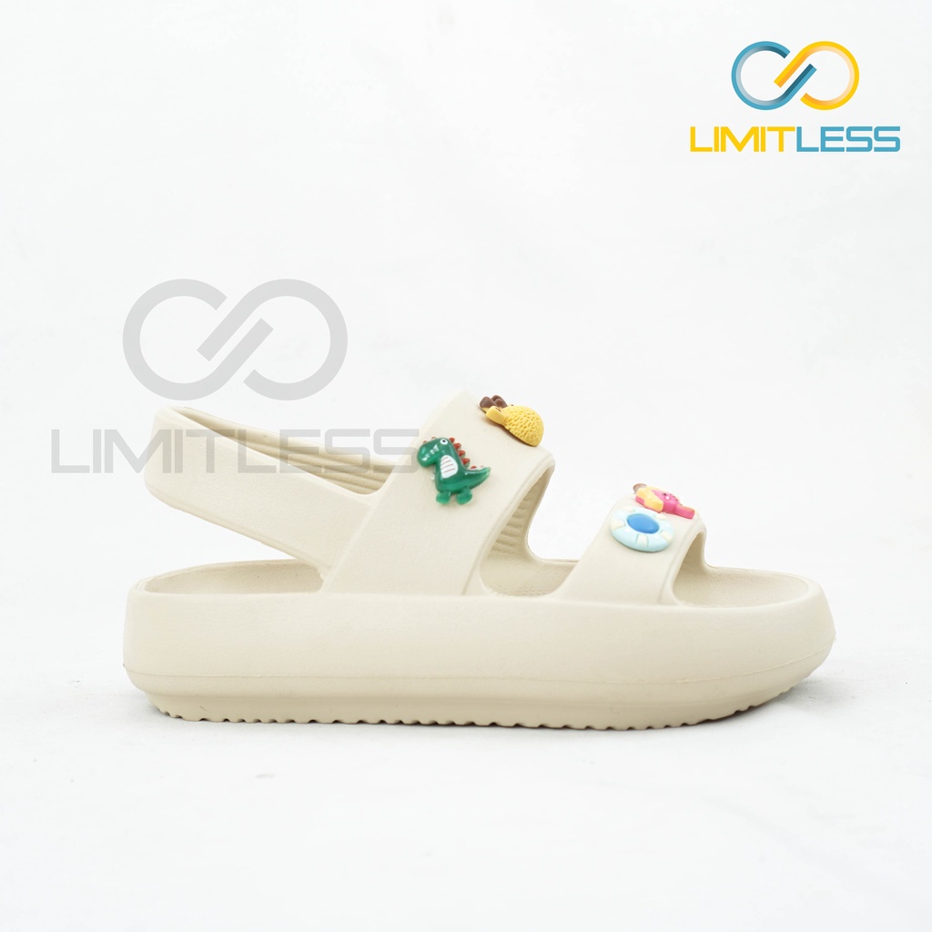 Sandal Gunung Wanita Korea Lalisa Limitless Sendal Tali Belakang Wanita Wedges Korean Style Terbaru Stiker Jibbitz 3D