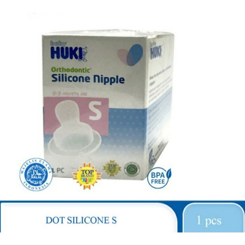 Baby Huki Orthodontic Silicone Nipple size S dot bayi gepeng ukuran s