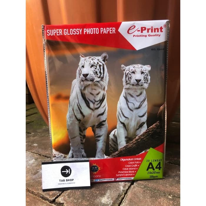 

TAB SHOP - EPRINT KERTAS FOTO A4 200 GSM - E-PRINT SUPER GLOSSY PFOTO PAPER 200 GSM A4 20 LEMBAR