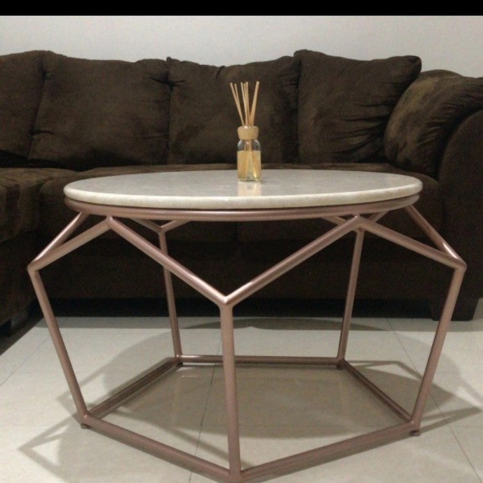 Meja Tamu Marmer , Meja Marmer, Coffe Table Rose gold
