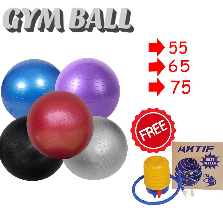 (BISA COD + DISKON ONGKIR) Gym ball Aktif Ibu Hamil /gymball /  Bola yoga fitness  Ukuran 65cm BONUS POMPA (64RB Medium)