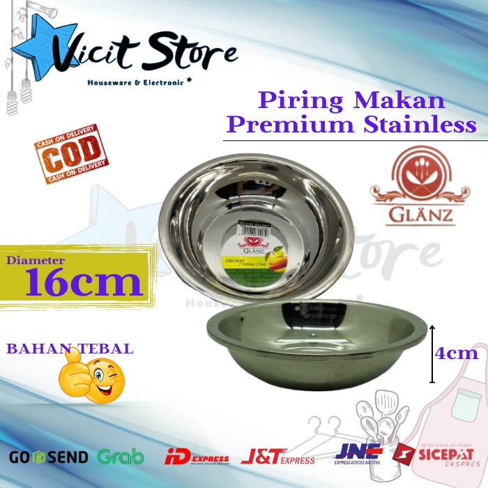 Piring Makan Premium Stainless Tebal High Quality Merk Glanz