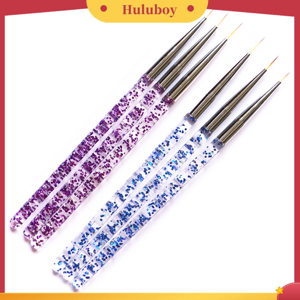 Huluboy Huluboy♡ 3pcs / Set Kuas Lukis Kuku Ultra Tipis Untuk Nail Art / Manicure
