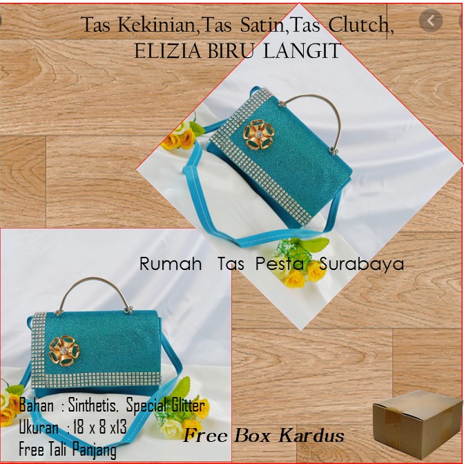 Tas Kekinian,Tas Satin,Tas Clutch,ELIZIA BIRU LANGIT