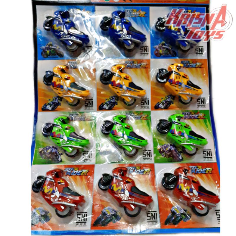 MAINAN ANAK MOTOR SPIN-GO/MOTOR GP MINI STAR RIDER isi 12pcs/Lembar