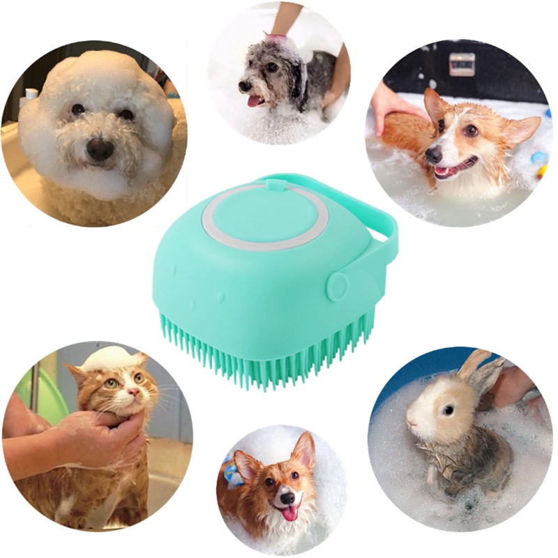 Sikat Mandi Silikon kucing Anjing / Sikat Mandi Hewan Isi Sabun | Sisir Mandi Silikon Pijat Anjing Kucing Kelinci | Pet Brush Grooming