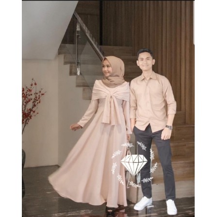 Baju Gamis Couple Pasangan Lebaran 2021 Najibah Seragam Keluarga Family Muslim Modern Terbaru / G01