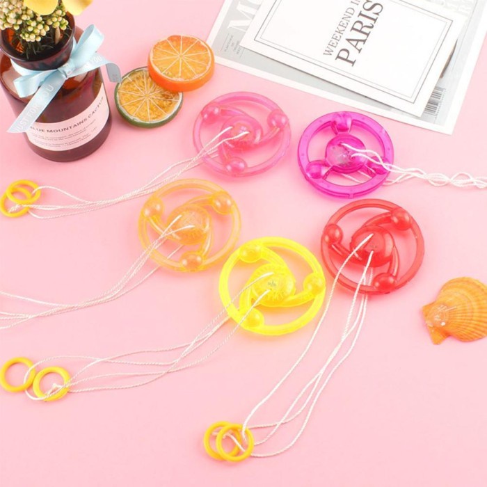 Promo New Children'S Toy Pull Wire Flywheel Pull Wire Flashing Top Flywheel Termurah