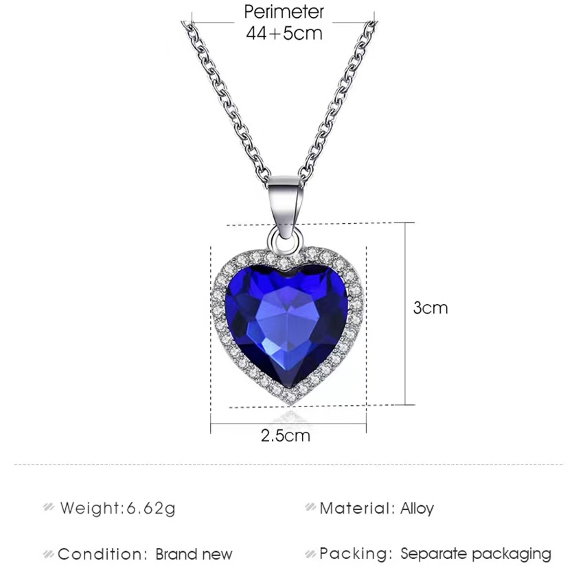 Kalung Love Liontin Kristal Untuk Wanita Elegan Korean Aksesoris Fashion