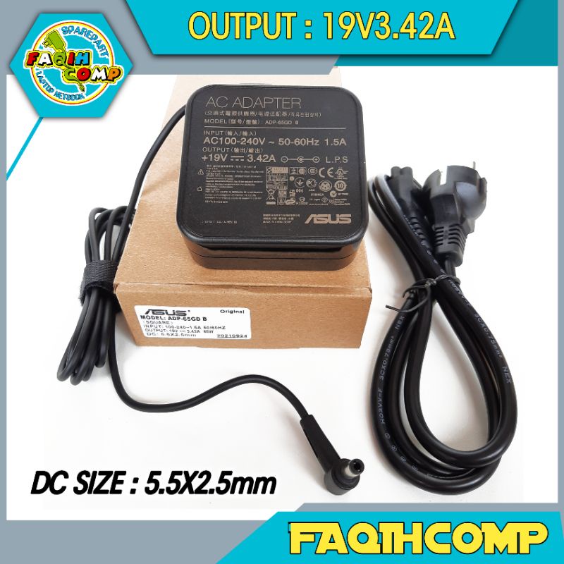 Adaptor Charger Original Laptop Asus K40 K42F A46 K46 K56 K55 X301 19V 3.42A KOTAK