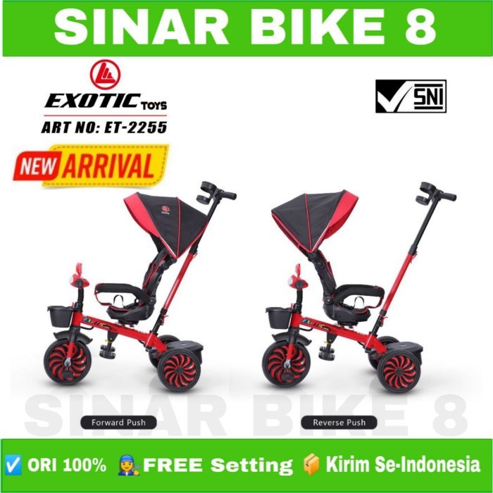 SepedaTricycle anak Roda Tiga 3 EXOTIC ET-2255 Kursi Putar Musik Sandaran Rebah