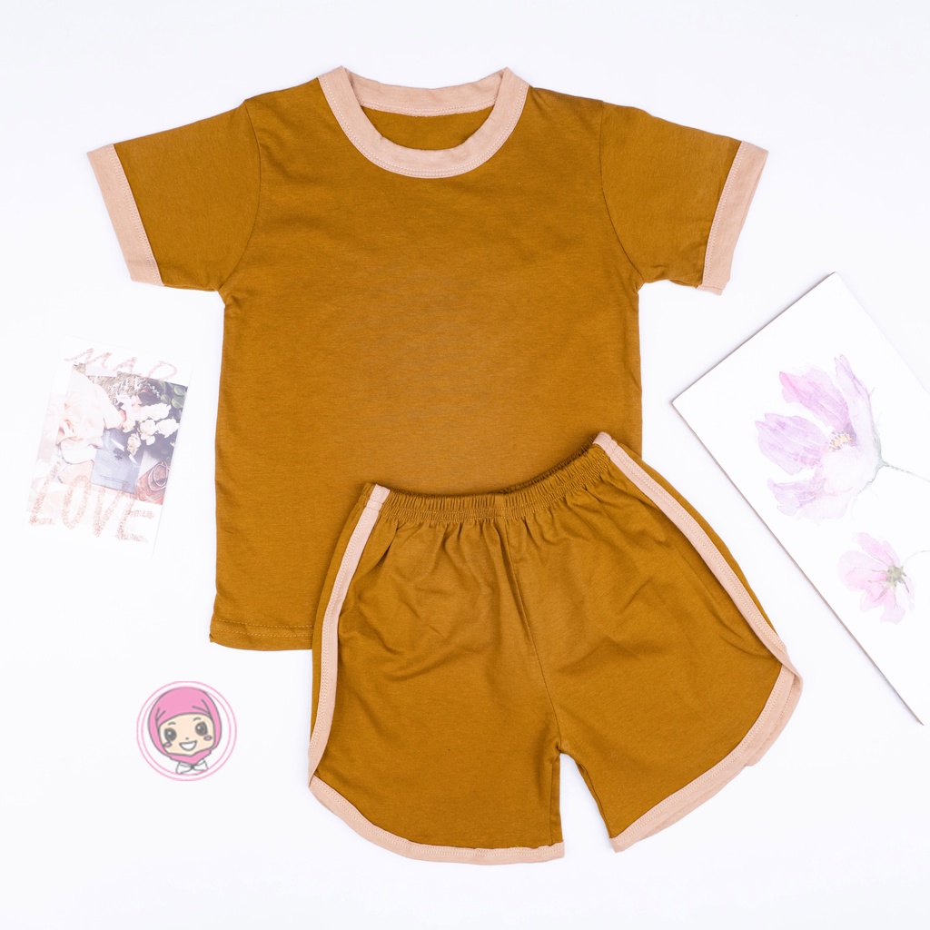 VS - Set Ringer Tee  Earth Tone Series / Setelan Anak Katun 0-5 Thn / Playset / Basic Tee Hotpants