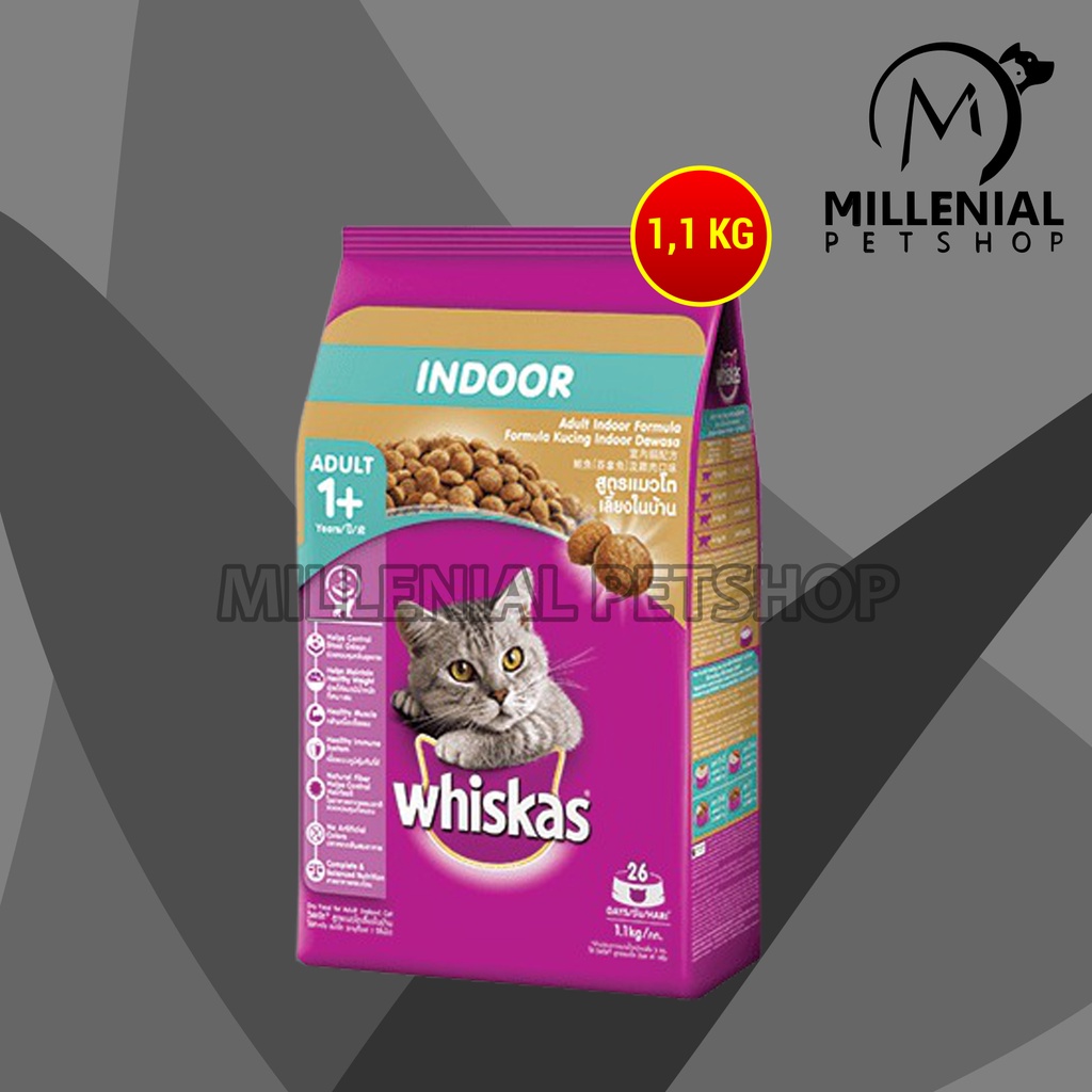 Jual Whiskas Makanan Kucing Rumahan Indoor Adult Dewasa Dry Food 1.1 KG