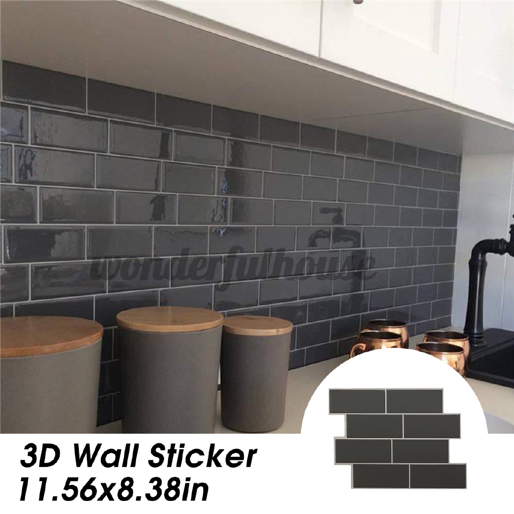 3d Self Adhesive Kitchen Wall Tiles Bathroom Mosaic Tile Sticker Peel Stick Diy Wall Decor Brick Shopee Indonesia