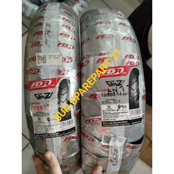 SEPASANG BAN DEPAN BELAKANG TUBLES ALL NEW VARIO 125 150 LED MEREK FDR