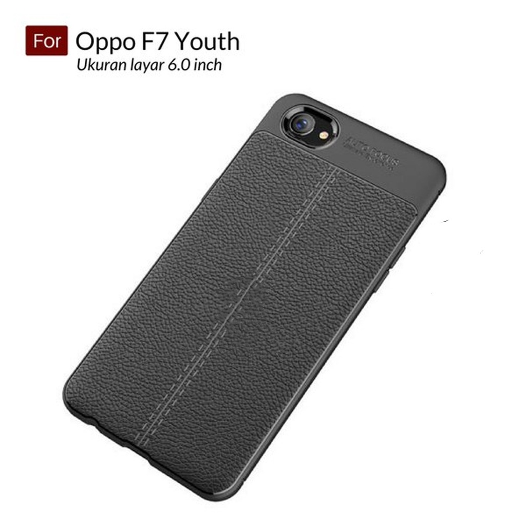 Auto Focus Oppo F7 Youth Reno 5F Leather Soft Case AUTOFOCUS Motif Kulit Jeruk