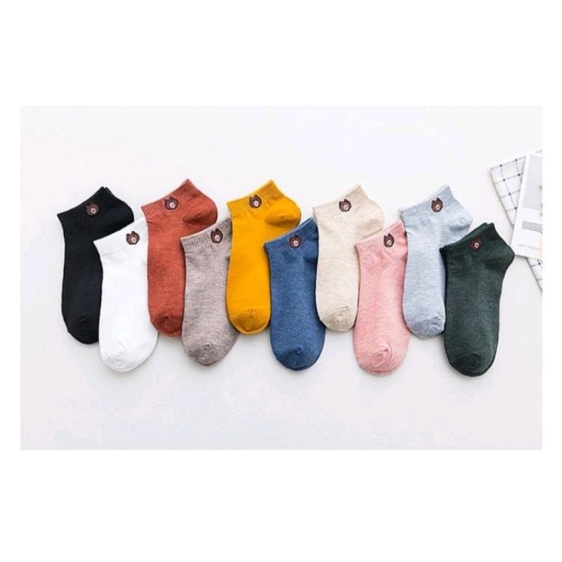 JM Kaos Kaki Ankle Cute Kaos Kaki Pendek Polos dan Motif Semata Kaki Import Murah Motif Polos Kaos Kaki Motif Beruang / Kaos Kaki Ankle Cute / Socks / Short Socks / Sepatu