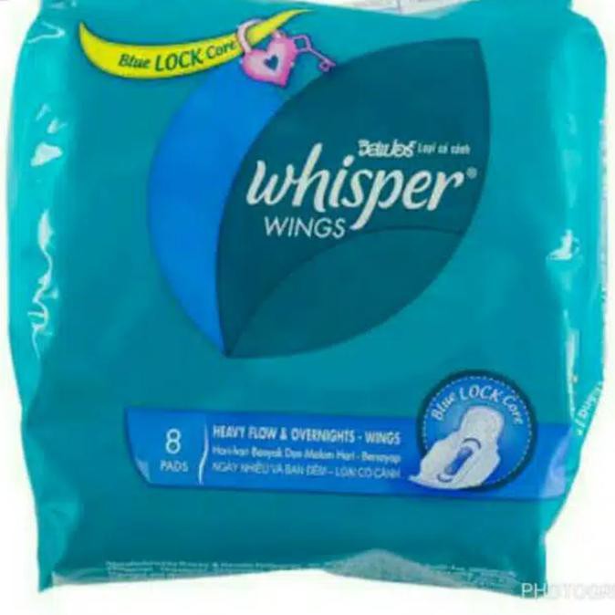 whisper/whisper heavy flow&overnight wing/pembalut/whispernight/isi 8