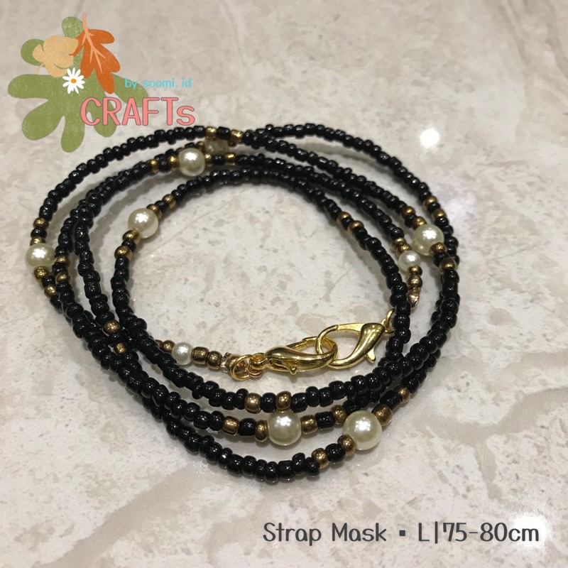 Strap Masker Manik Panjang | Kait Gold Emas / Tali masker Gelang Lilit - D
