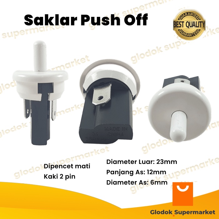 Saklar Push Off Tombol Lampu Kulkas Switch 2 pin