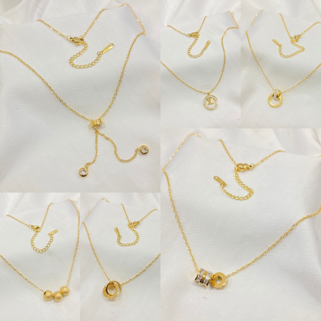 Kalung Titanium Gold Anti Karat Cantik Korean Style