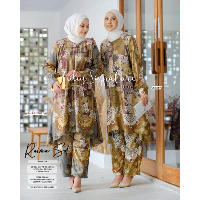 RAIMA SET // PAKAIAN WANITA SET // ONESET // PAKAIAN WANITA MUSLIM //DIOR SILK MOTIF LD 112 // LONG 