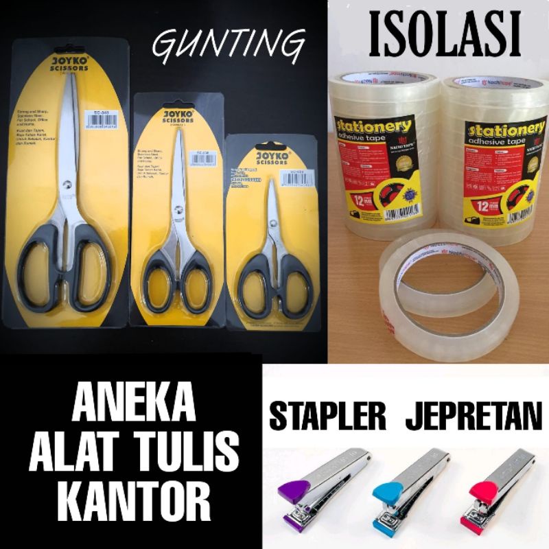 DAPURMAMI Gunting Joyko Ukuran Besar Sedang Kecil Alat Tulis ATK Kantor Stapler Staples Isolasi