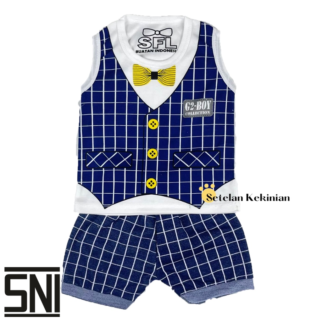 [SINGLET] Setelan Singlet Anak Laki Laki 0-12bulan Set Baby Boy Lekbong Singlet Baby Set Singlet Rompi Papaboy Mamaboy Miniboss