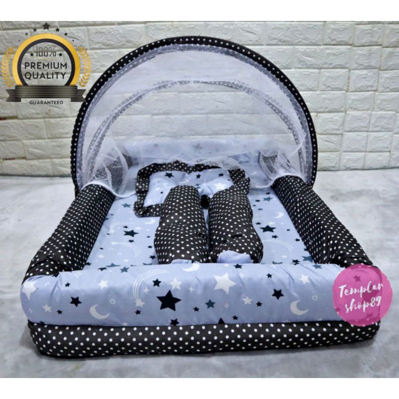 New Normal Kasur Kelambu Bayi Set Bantal Guling PREMIUM / Kasur Lipat Kelambu Bayi / Kasur Kelambu