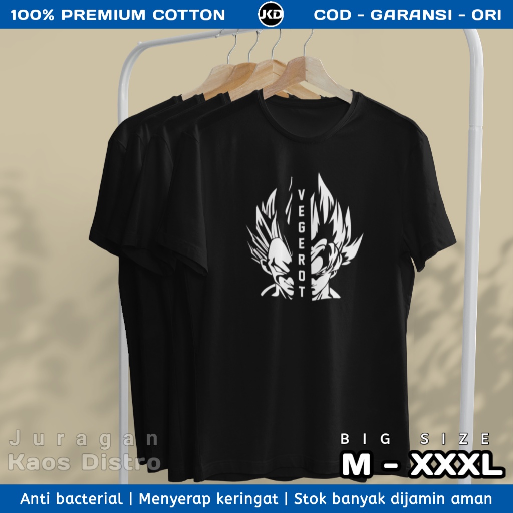 Baju Kaos Pria Anime Dragon Ball Super Saiyan Vegerot Atasan Kaos Distro Cowok Keren Big Size T shir