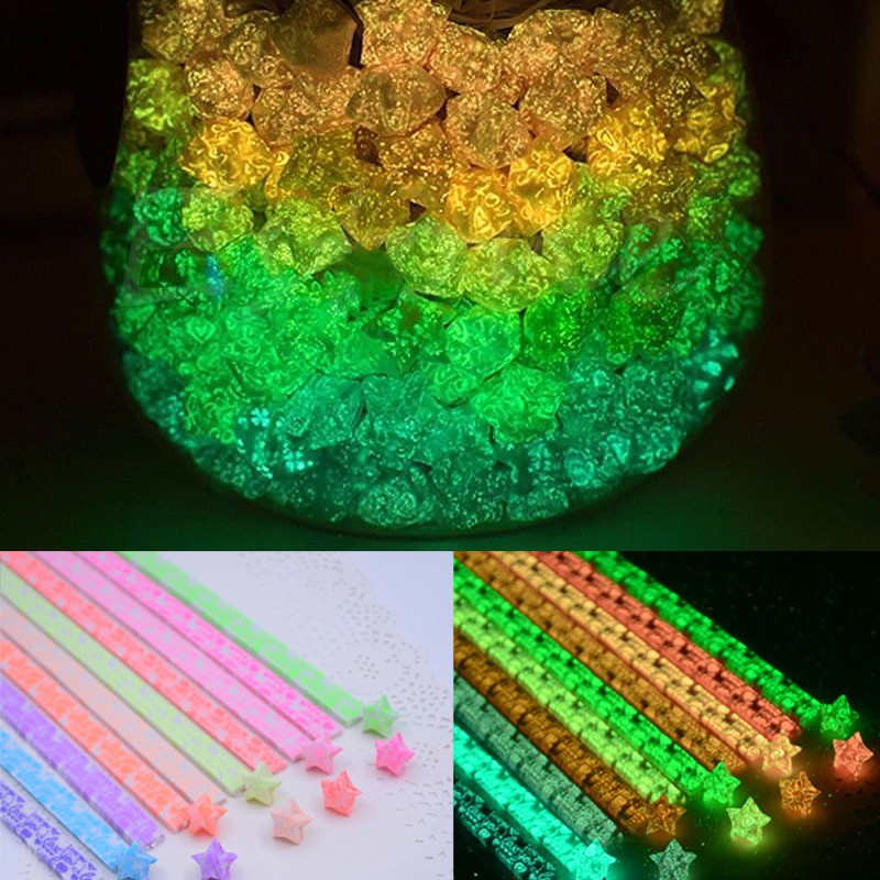 【READY】1Bag Luminous I Love You Lucky Star Folding Origami Paper Lucky Wish Star Origami Paper