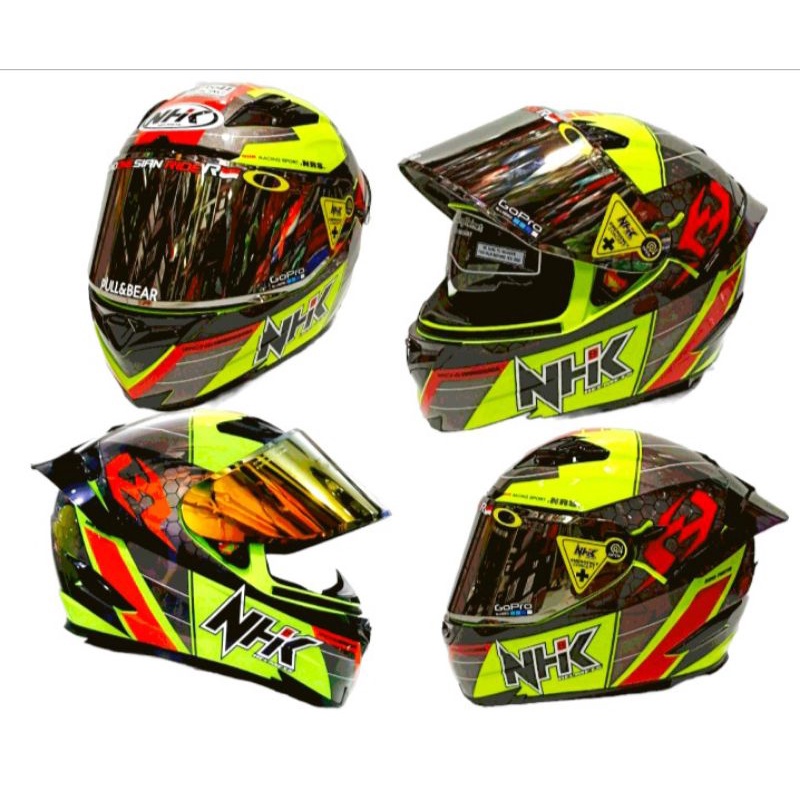 HELM NHK RX9 PAKET GANTENG MOTIF NAVY BLACK YELLOW RED ORIGINAL  FREE VISOR CLEAR