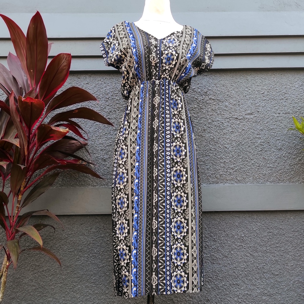 Dress Manohara Bali Panjang Mawar-Murah Entik Biru