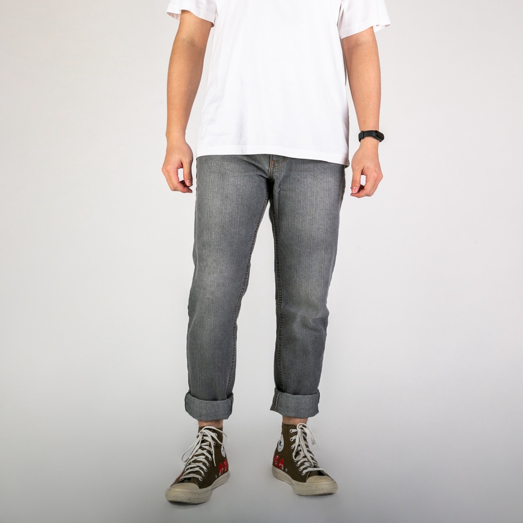 UNITEDJEANS - Celana Slim Fit Bottom Jeans Pria – Light Grey Denim Long Pants – (NS-02)