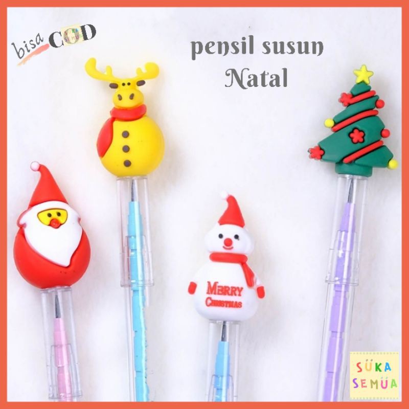 

Pensil Susun NATAL 2024 -- Santa - Rusa - Snowman - Pohon // Christmas Pencil Pinsil Lantu Peluru Bensia Refil Isi Ulang Sinterklas Claus - hadiah souvenir gift parcel sekolah minggu bina iman anak laki cowo cowok perempuan cewek - instant Bandung COD