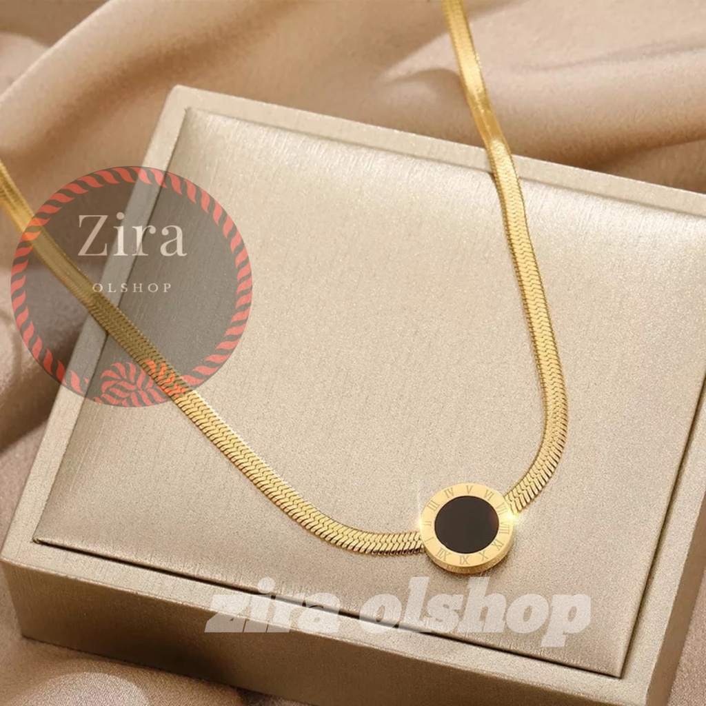 Kalung Titanium PriaWanita Motif choker  Anti Karat dan Tidak Luntur rantai tulang belut pemakaian wanita