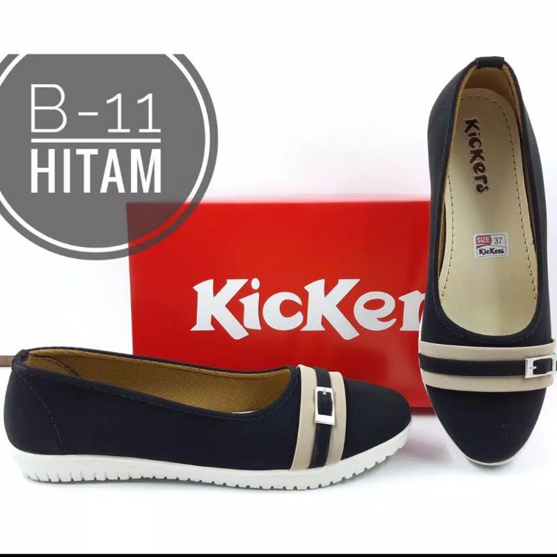 SEPATU WANITA FLAT SHOES KICKERS B-11 HITAM