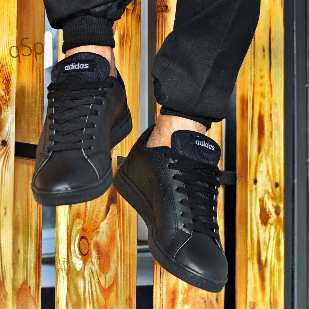 sepatu pria sneakers adidas advantage full black indonesia
