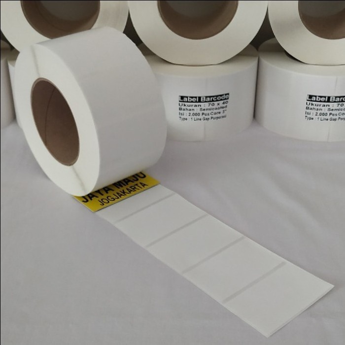 

BARCODE LABEL SEMICOATED 70 X 40 70x40 70 x 40 mm 70x40mm 7x4 CM 1 LINE GAP CORE 1" ISI 2000 PCS