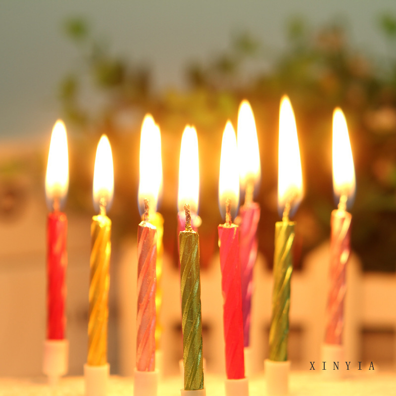 10pcs Lilin Kue Ulang Tahun Warna-Warni Tanpa Asap Untuk Dekorasi Anniversary