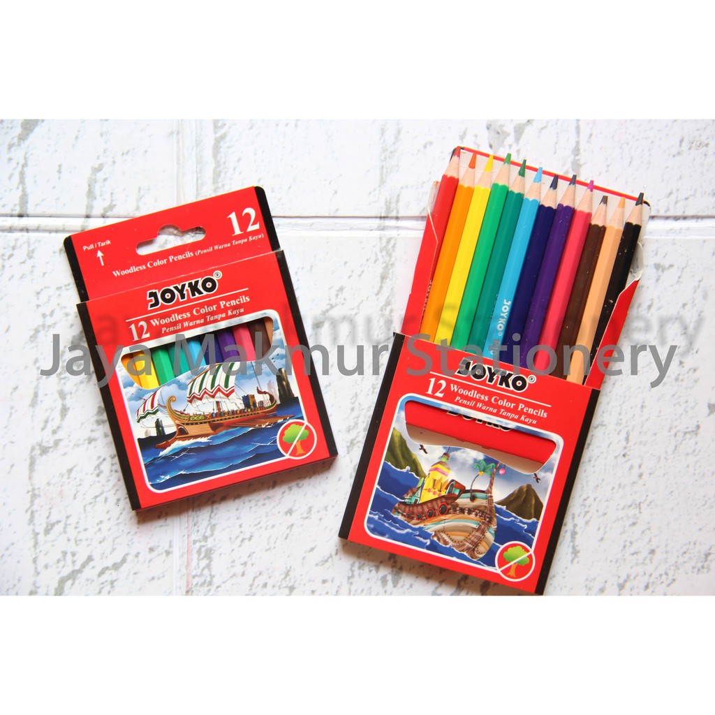 Pensil Warna 12 W Joyko Woodless CP-107 (Uk. Pendek)