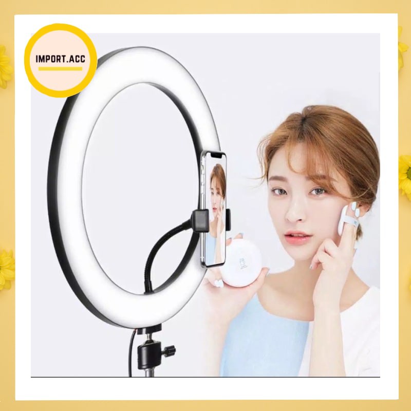 RING LIGHT BESAR/ Ring Light Selfie 26cm Midio 3Mode Dimmable with Ball Head for Camera