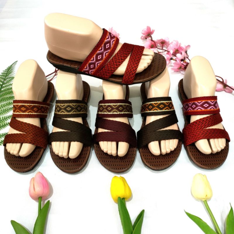 Sandal wanita murah ban 3 batik ( Felonie SD 01 batik ) Turki rajut terbaru